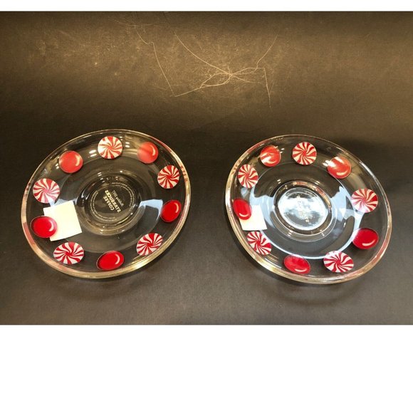 Starbucks Holiday 2007 Peppermint Candy Clear Coffee Mug Set With Saucers - Picture 11 of 16